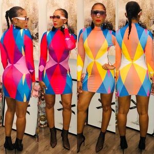 This dress is the one with the yellow, brown & blue